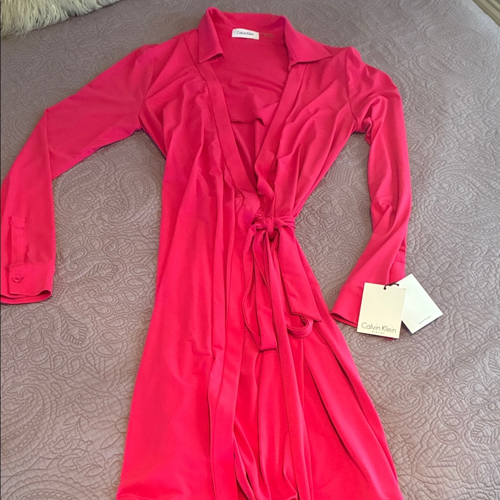 ! Only $4.99 Shipping!  Calvin Klein Collection Pink Long Sleeve Classic Dress